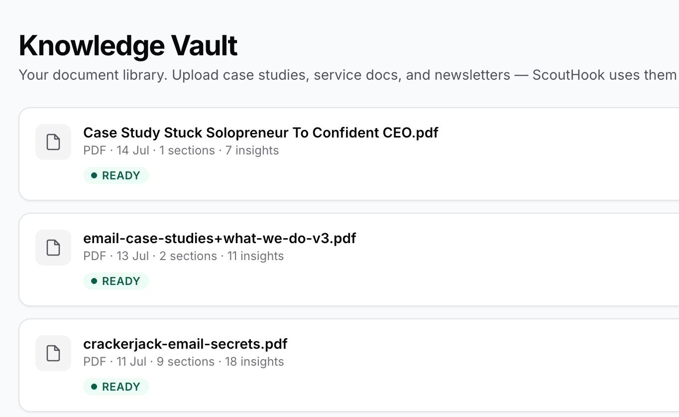 ScoutHook knowledge vault