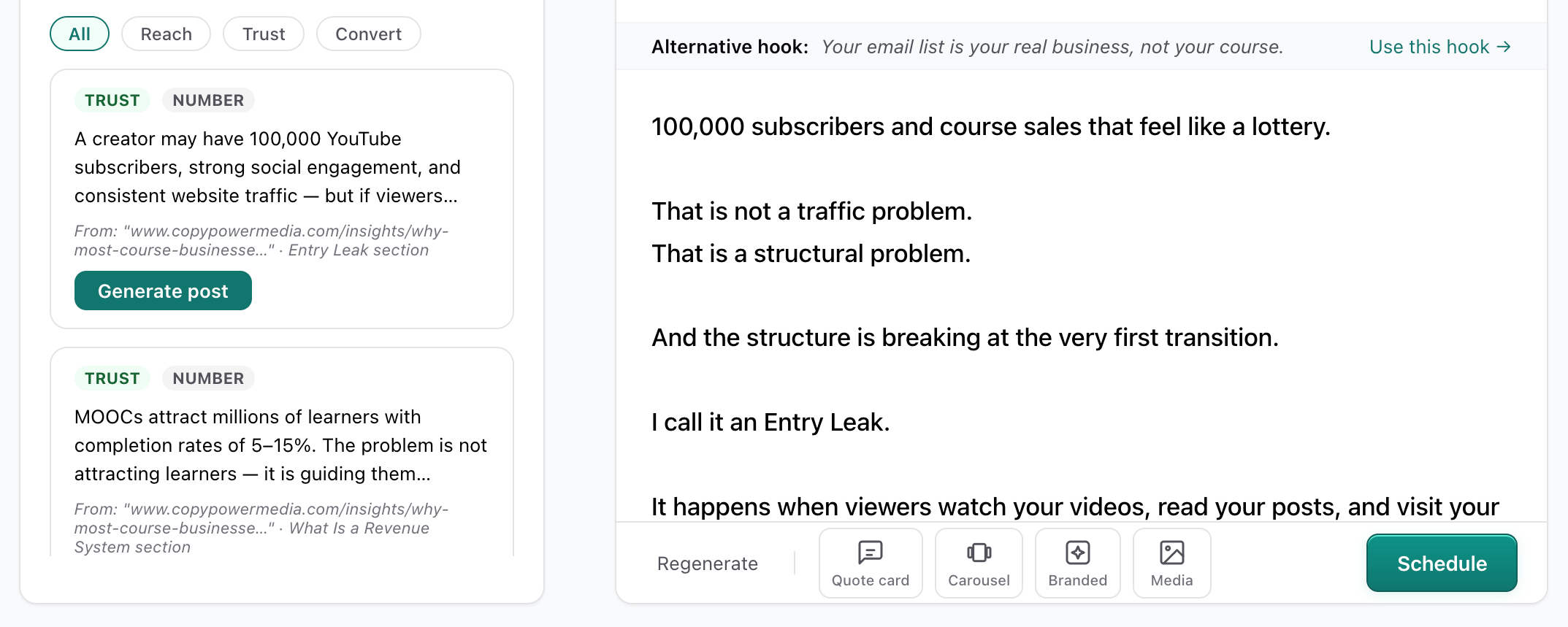 Hook and story engine screenshot