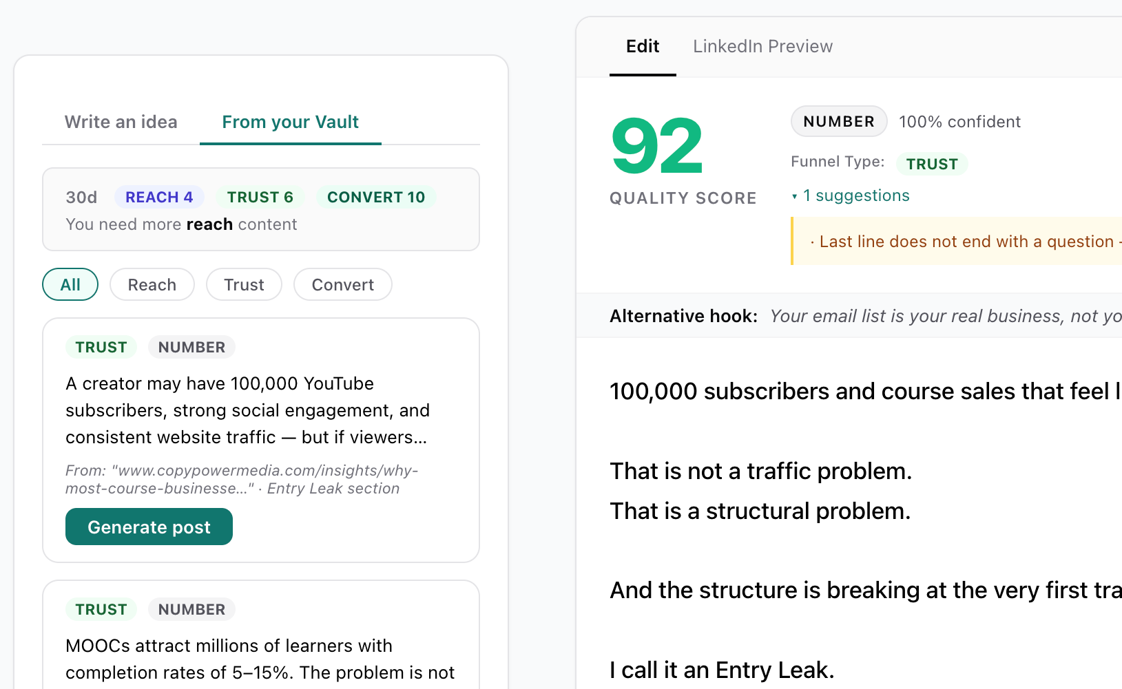 Quality score screenshot